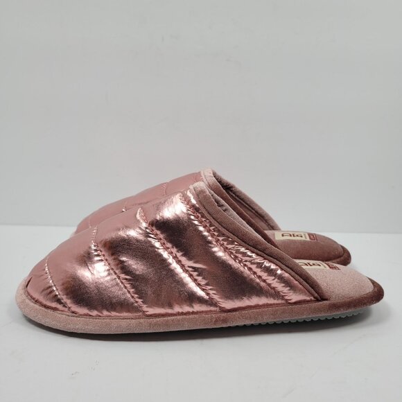 DF By Dearfoams Puffer Women's Pink Metallic Memory Foam Slipper US Size 9-10 - Picture 2 of 8